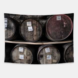 Stored Whisky Casks in a distillery Warehouse Tapestry