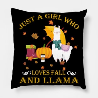 Just A Girl Who Loves Fall & Llama Funny Thanksgiving Gift Pillow