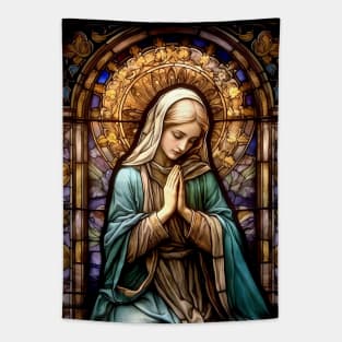 Stained Glass Blessed Virgin Mary Tapestry