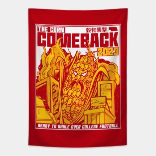 The Corn Comeback 2023 // Funny Nebraska Corn Monster Manga Comic Cover // Ready to Rhule Tapestry