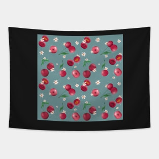 Cherries love blue background Tapestry