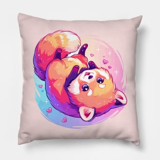 Happy young red panda with vivid colors Pillow