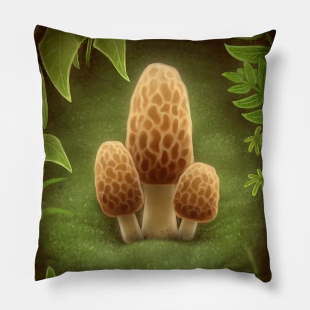 Morel Mushrooms Pillow by DoomedDreamer