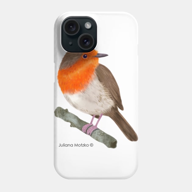 Robin RedBreast Bird Phone Case by julianamotzko