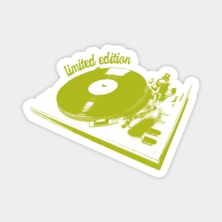 Green Turntable And Vinyl Record Illustration Magnet