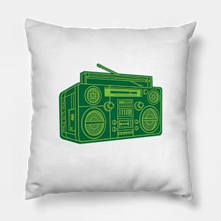 Boombox (Yellow Green Lines + Cadmium Green Drop Shadow) Analog / Music Pillow