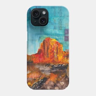 Red rock desert mixed media painting Phone Case