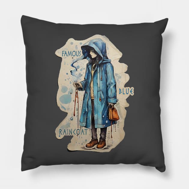 Famous Blue Raincoat Pillow by Moulezitouna