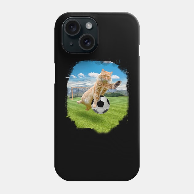 Maine Coon Cat Playing Soccer Football Phone Case by Random Galaxy