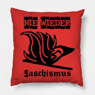 Never again fascism! (Black) Pillow