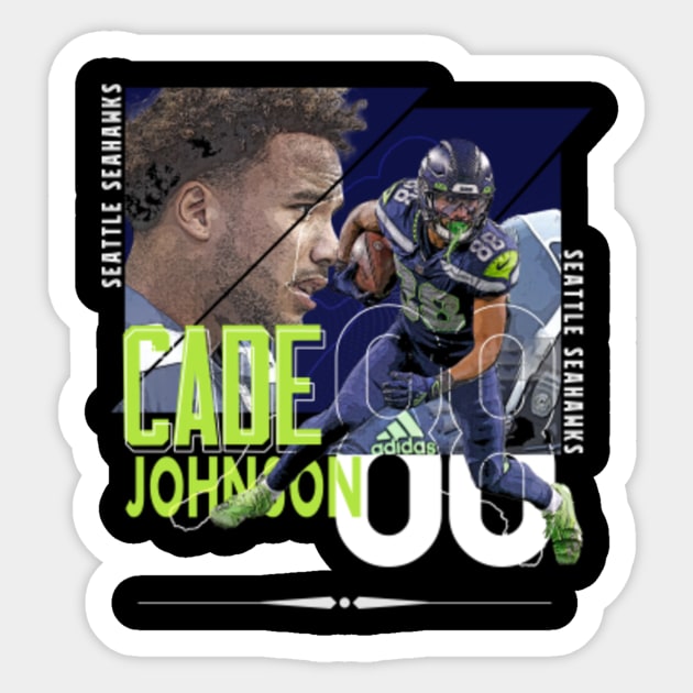 Cade Johnson football Paper Poster Seahawks 4 - Cade Johnson - Sticker