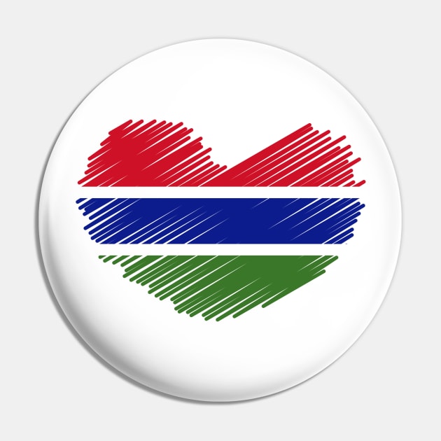 Gambia Heart Flag Design Pin by Sanu Designs