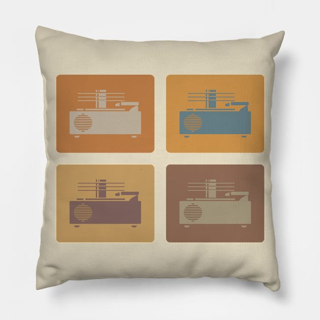 Four Vintage Turntables Pillow by SunGraphicsLab