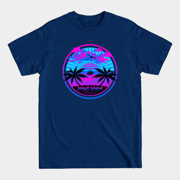 Discover Jekyll Island Beach, Palm Trees Sunset, Georgia Summer - Jekyll Island - T-Shirt