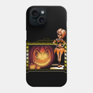 Halloween, cute girl with pumpkin Phone Case