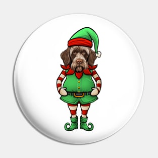 Funny Christmas Elf Wirehaired Pointing Griffon Dog Pin