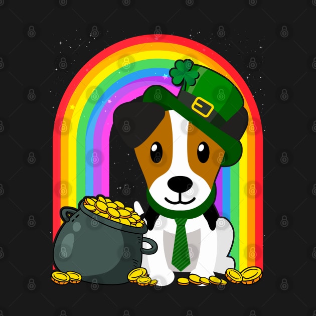 Jack Russell Rainbow Irish Clover St Patrick Day Dog Gift print by theodoros20