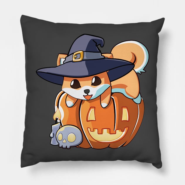 Dog Shiba on a Pumpkin Pillow by Myanko