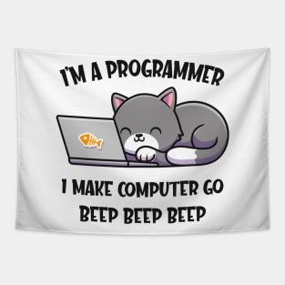 Coder Cat Programmer Funny Computer Scientist Tapestry