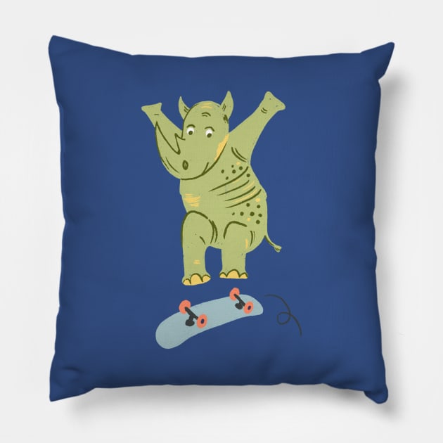 Rhino Skater Pillow by Das Brooklyn