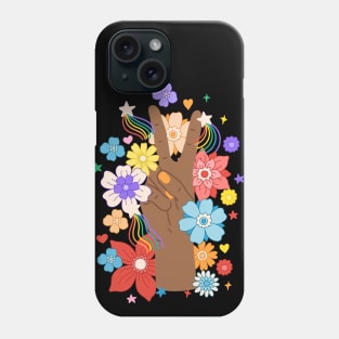 Floral Peace Hand Sign Phone Case