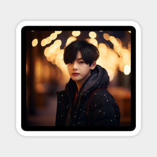 V BTS AI generated image on a Christmas night Magnet