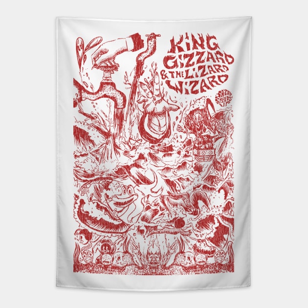 Psychedelic King Gizzard & Lizard Wizard Tapestry by demarsi anarsak