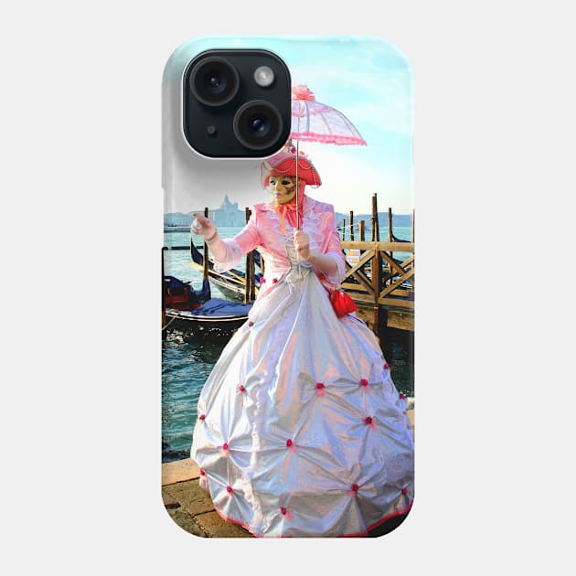 Woman in carnival costume in front of Grand Canal Phone Case by KristinaDrozd