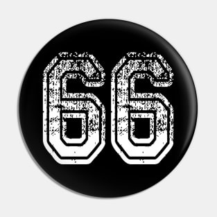 Number 66 Grungy in white Pin