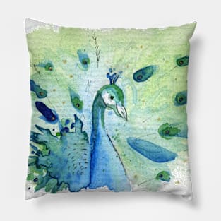 Watercolor Peacock Pillow