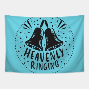 Heavenly Ringing For Handbell Ringers Choir Light Blue Background Tapestry