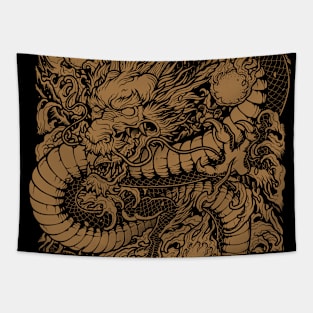 Dragon Japanese Tattoo - Gold Ver Tapestry