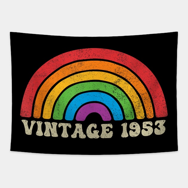 Vintage 1953 - Retro Rainbow Vintage-Style Tapestry by ermtahiyao	