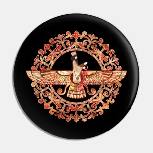 Farohar - Faravahar - Fravashi Marble and Gold Pin