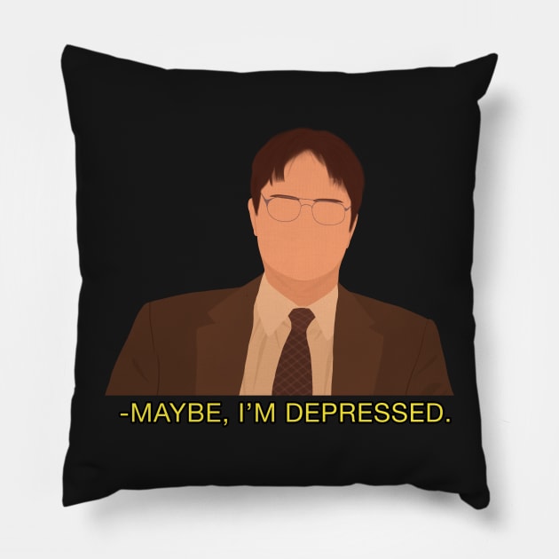 Office Dwight Maybe I'm Depressed Meme Fan Art Pillow by senaeksi