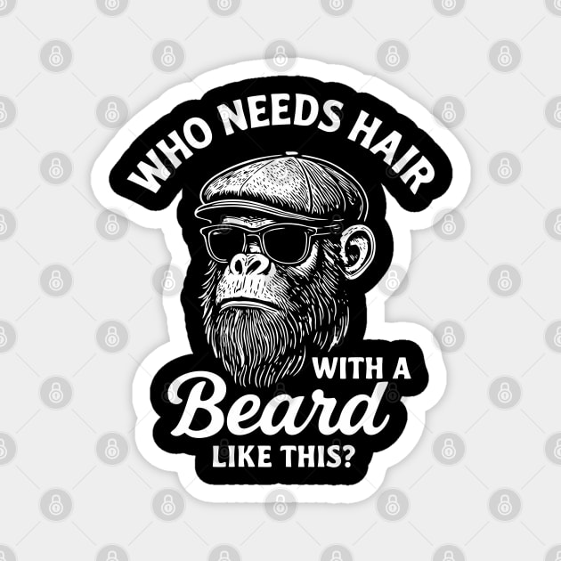 Who Needs Hair With A Beard Like This Bald And Beautiful Magnet by Anticorporati