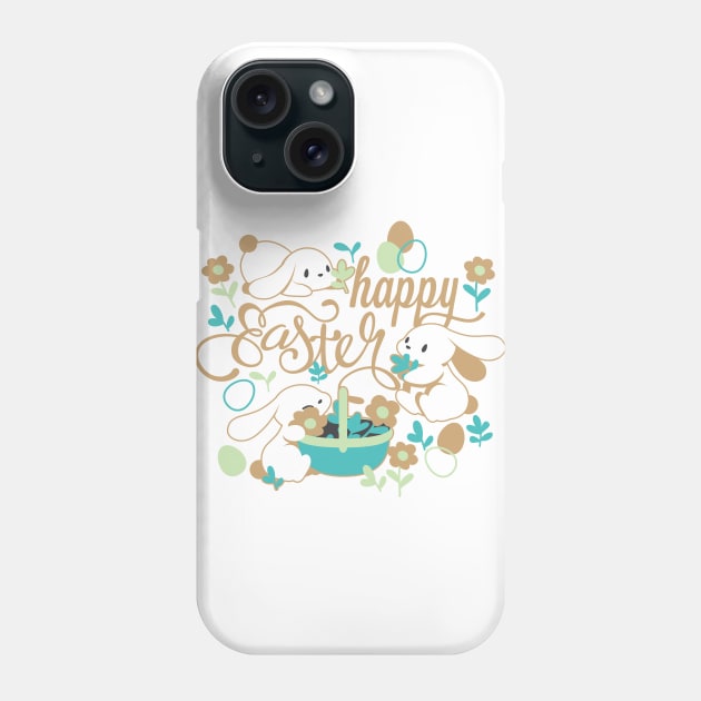 Cute Spring Bunny and Easter Garden Phone Case by FlinArt