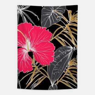 Tropical exotic flowers and leaves Tapestry