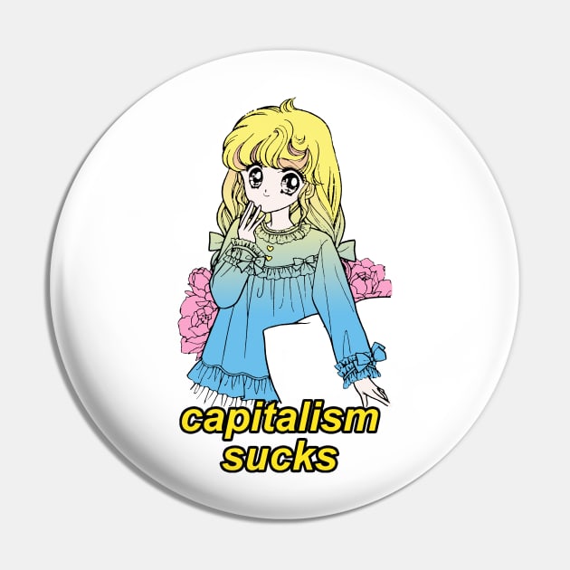 Capitalism Sucks / Kawaii Meme Design Pin by DankFutura