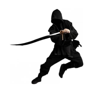 Ninja in black with sword isolate T-Shirt