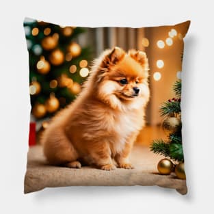 Christmas Pomeranian Puppy Dog Pillow