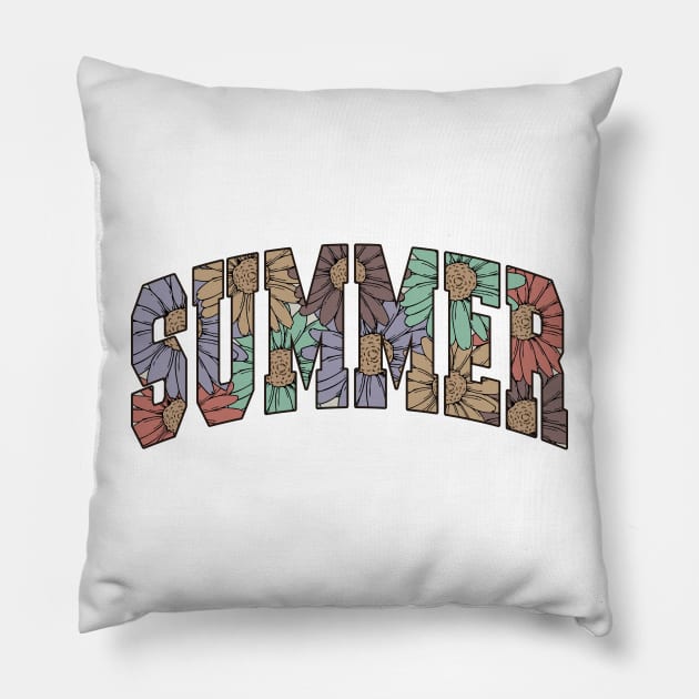 Retro Floral Summer For Women Men Kids Summer Vacation Pillow by Roccoa