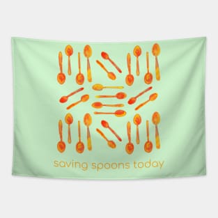 Saving Spoons (Orange) Tapestry