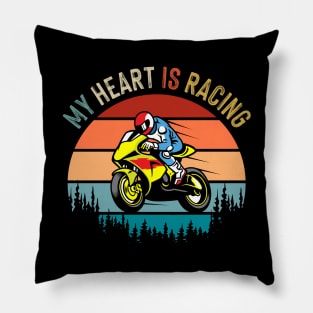 Retro Vintage Motorcycle Racing Pillow