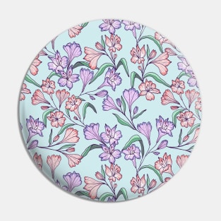 Happy lily flowers botanical pattern in light blue Pin