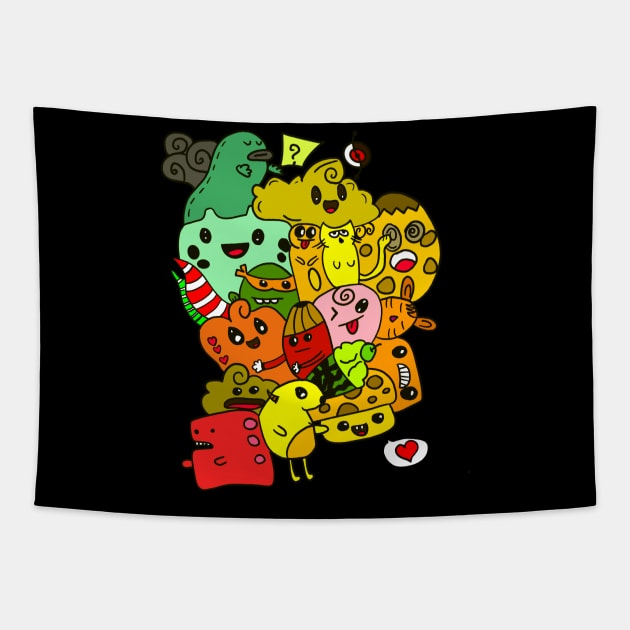 Monster doodle Tapestry by tailermade