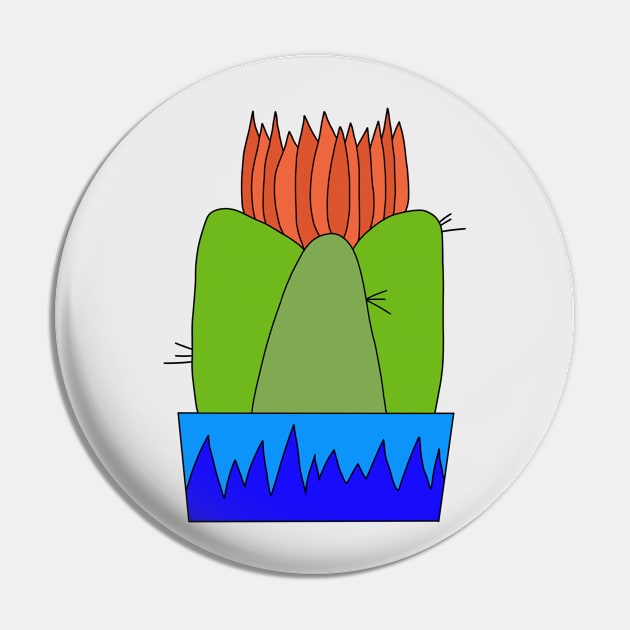 Cute Cactus Design #38: Red Flame Cactus Pin by DreamCactus