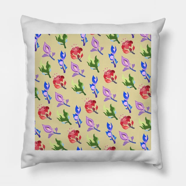 Inazuma Flowers Print (Beige) Pillow by casserolestan