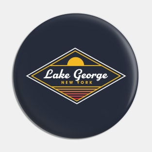 Lake George NY Retro Vintage Distressed Sunset Adirondacks Pin