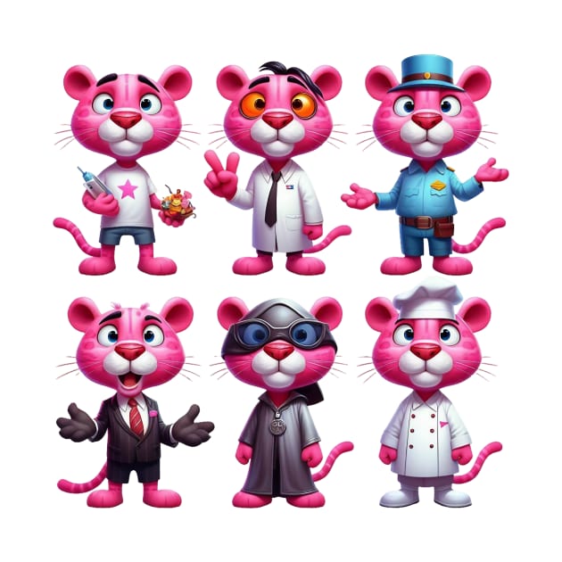 Cute Pink Panther Professions by Dmytro